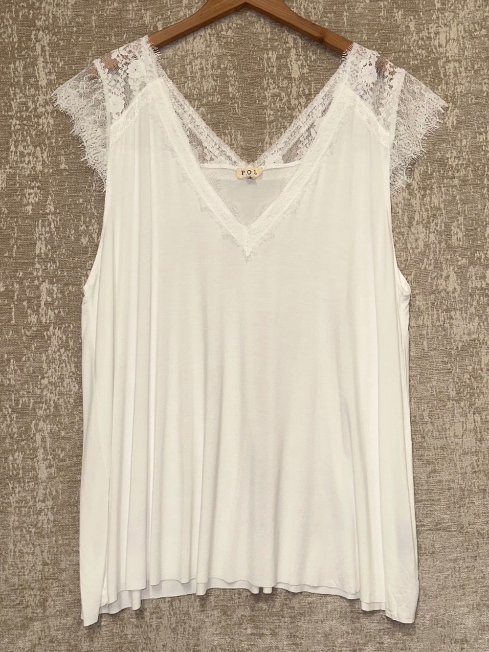 POL white Lace Tank Top